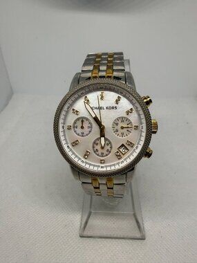 Michael Kors Ritz MK5057 Women's 36mm Two-Tone MOP Crystal Chrono Watch